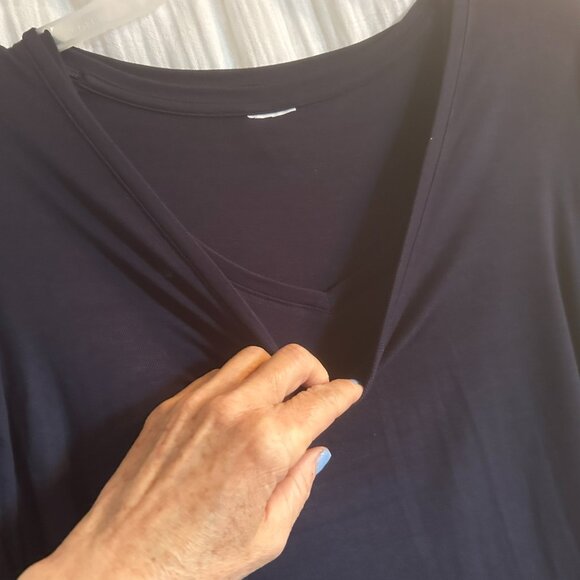 Nursing shirt, Breastfeeding,Navy, Time & Tru, Large, Dbl layer, Raw edge hem - Picture 9 of 10